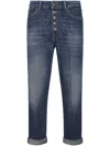 Dondup High-waisted Denim Trousers With Vintage Wash In Blue
