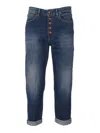 Dondup High-waisted Distressed Denim Jeans With Rolled Cuffs In Blue