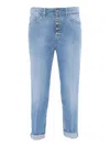 Dondup High-waisted Five-pocket Jeans With Decorative Button Fly In Blue