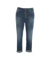 Dondup High-waisted Jeans With Distinctive Button Closure And Rolled Hems In Blue