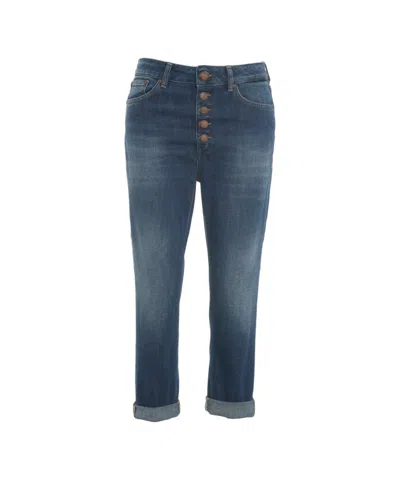 DONDUP HIGH-WAISTED JEANS WITH DISTINCTIVE BUTTON CLOSURE AND ROLLED HEMS