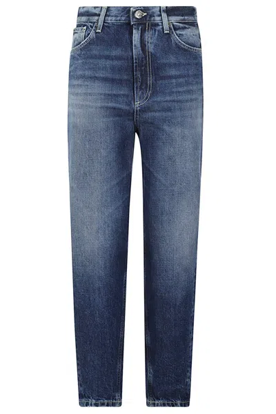 Dondup High-waisted Loose Fit Bessie Pants In Blue