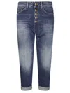 Dondup High-waisted Relaxed Fit Jeans With Subtle Logo Detail In Blue