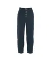Dondup High-waisted Relaxed Fit Trousers With Decorative Button Closure In Black