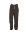 Dondup High-waisted Relaxed Fit Trousers With Prominent Button Closure In Black
