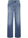 Dondup Wide-leg Trousers With Branded Leather Patch In Blue
