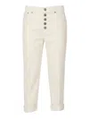 Dondup High-waisted Tailored Pants With Decorative Buttons In White