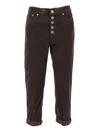 Dondup High-waisted Tapered Pants With Decorative Buttons In Brown