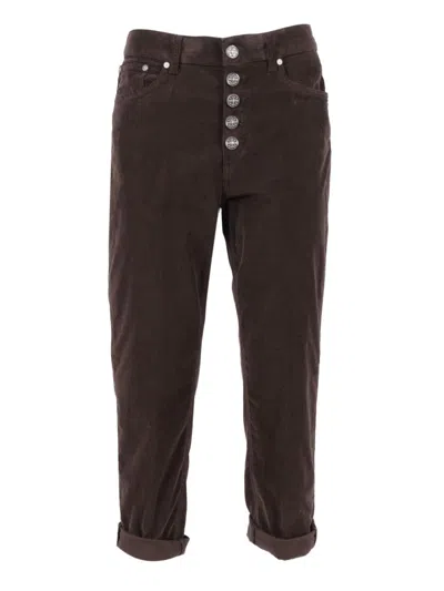 DONDUP HIGH-WAISTED TAPERED PANTS WITH DECORATIVE BUTTONS