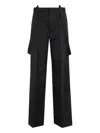 Dondup Wide-leg Virgin Wool Trousers With Removable Suspenders In Black