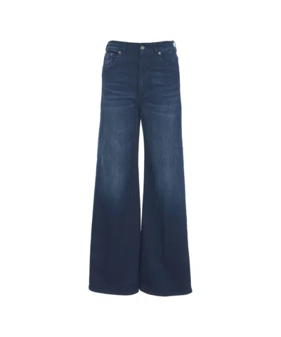 Dondup High-waisted Wide-leg Jeans With Classic Five-pocket Design In Blue