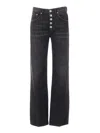 Dondup High-waisted Wide-leg Jeans With Decorative Button Fly In Black