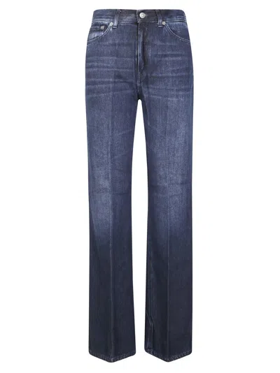 Dondup High-waisted Wide-leg Pants With Clean Lines In Blue