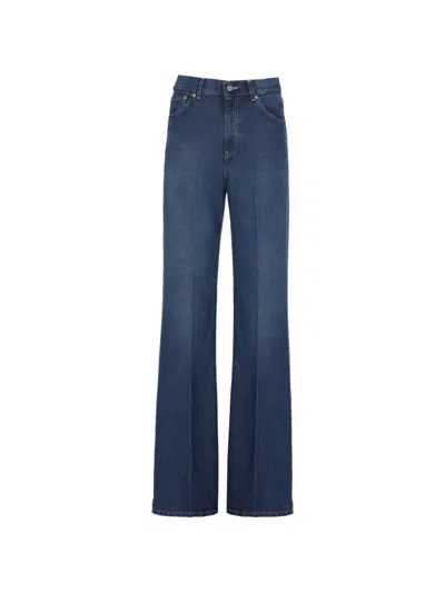 Dondup High Rise Wide Leg Five Pocket Jeans In Blue