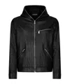 Dondup Biker Jacket With Modern Hood In Black