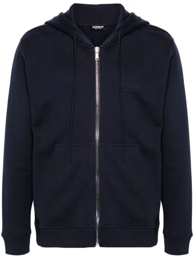 Dondup Hoodie Full Zip Basic Fleece In Blue