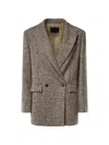 Dondup Houndstooth Double-breasted Jacket In Brown