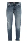 Dondup Faded Sim-cut Cropped Jeans In Navy