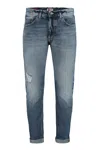 Dondup Faded Sim-cut Cropped Jeans In Navy