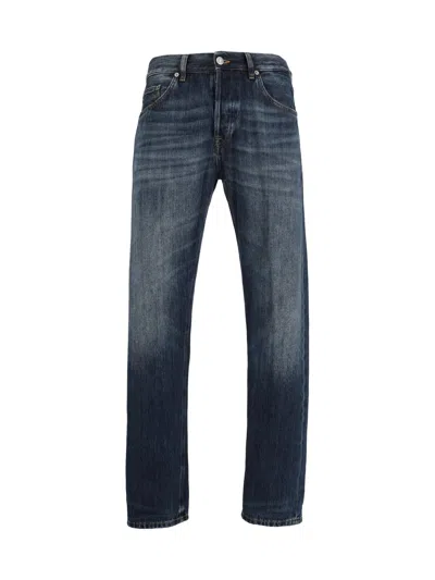 Dondup Classic Straight-leg Jeans With Vintage Wash Texture In Black