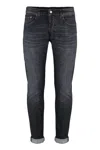 Dondup Stretch Cotton Jeans Roll-up Cuffs In Black