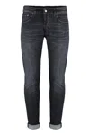 Dondup Stretch Cotton Jeans Roll-up Cuffs In Black
