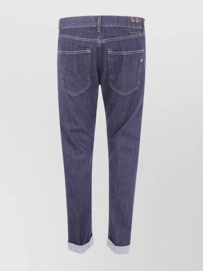 Dondup "icon" Trousers With Back Pockets And Rolled Cuffs In Blue