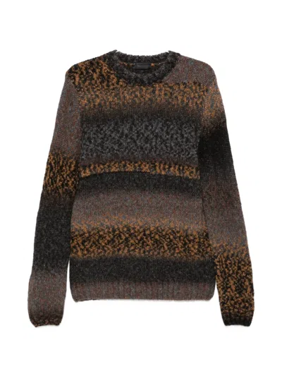 Dondup Intarsia-knit Crew-neck Sweater In Brown