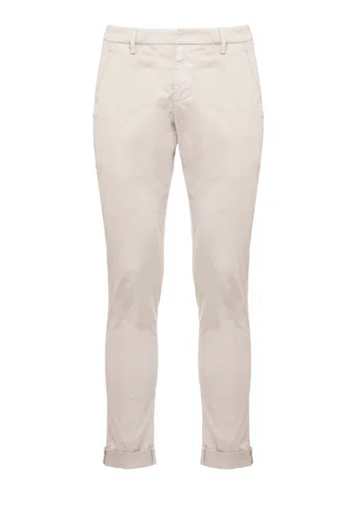 Dondup Ivory Gaubert Cotton Chino Pants In Gray