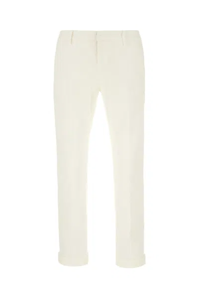 Dondup Ivory Stretch Cotton Pants In White