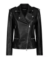 Dondup Asymmetric Zip Leather Jacket In Black