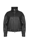 Dondup Long-sleeved Leather Jacket In Black
