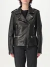 Dondup Asymmetric Zip Leather Jacket In Black