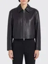 Dondup Long-sleeved Leather Jacket In Black