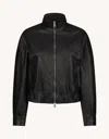 Dondup Black Slim Nappa Leather Bomber Jacket In Black