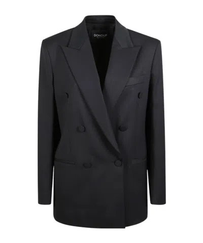 Dondup Double-breasted Blazer In Black