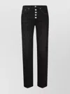 Dondup High-waisted Black Jeans With Decorative Button Fly In Black