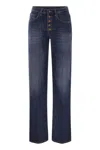 Dondup Medium Blue Straight-leg Jeans With Button Closure In Blue
