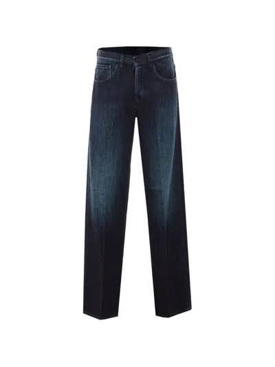 Dondup Jacklyn Blue Long Straight-leg Jeans With Light Wash Effect