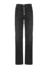 Dondup High-waisted Wide-leg Jeans With Decorative Button Fly In Black