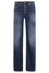 Dondup Medium Blue Straight-leg Jeans With Button Closure In Blue