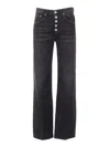 Dondup High-waisted Wide-leg Jeans With Decorative Button Fly In Black