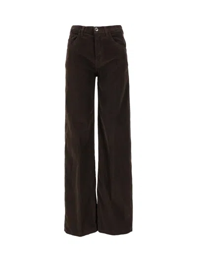 Dondup High-waisted Slim Fit Corduroy Trousers In Velvet In Brown
