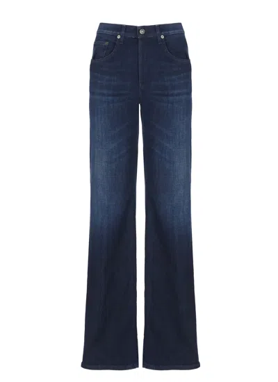 Dondup Straight Cut Five Pocket Denim Trousers In Blue