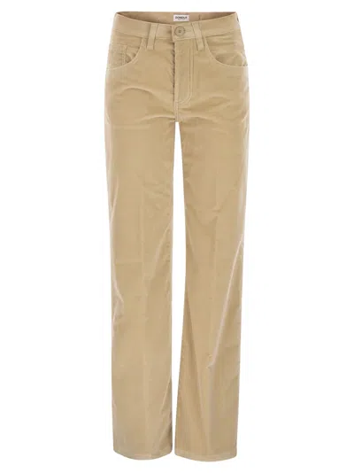Dondup Jacklyn Wide Leg Corduroy Trousers In Beige