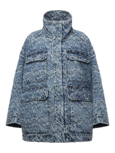 Dondup Jacquard-pattern Denim Jacket In Blue