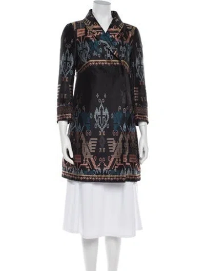 Pre-owned Dondup Jacquard Printed Trench Coat In Black