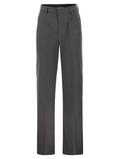 Dondup Janice - Wide Wool Pants In Gray