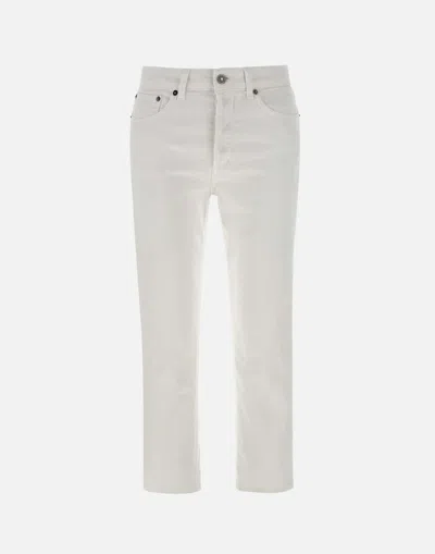 Dondup Stretch Denim Jeans Straight Leg In White