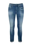 Dondup Denim Trousers With Belt Loops And Rolled Cuffs In Blue